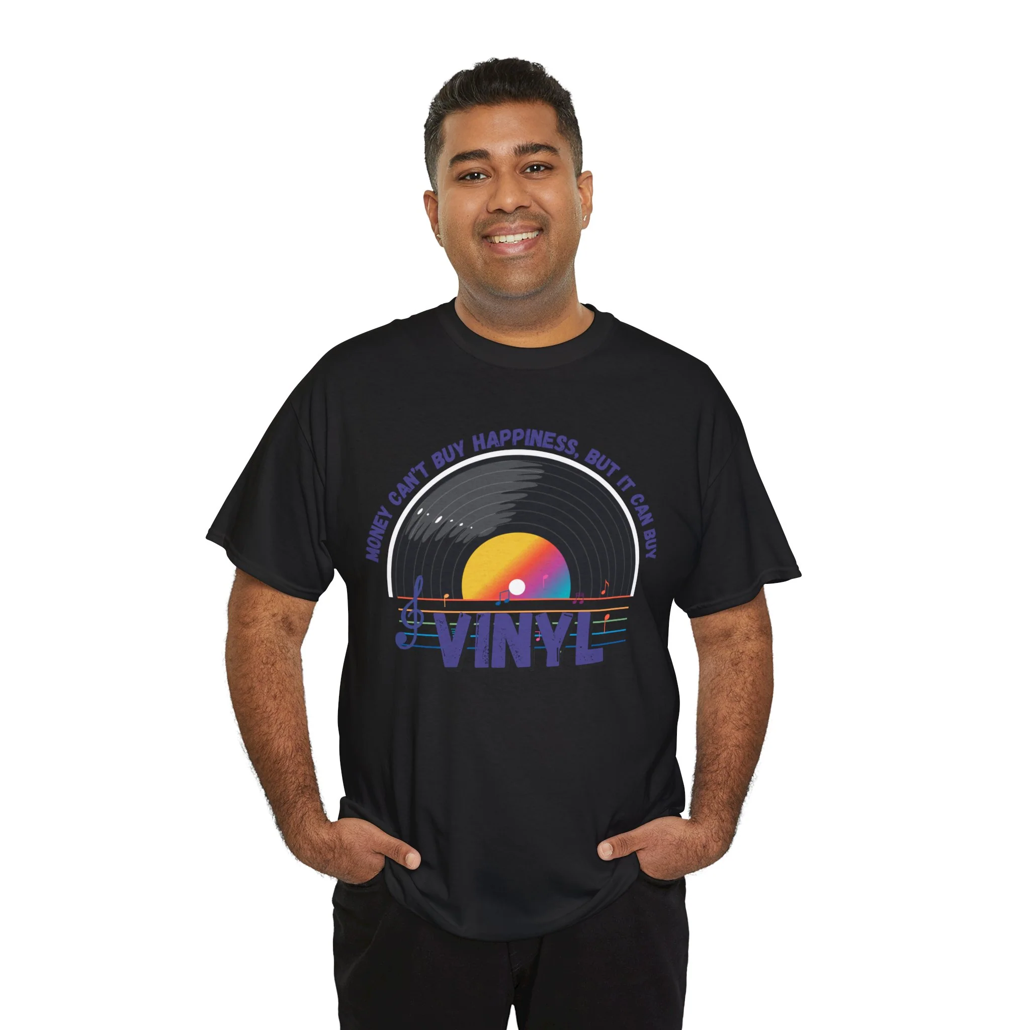 'Money Can't Buy Happiness, But It Can Buy Vinyl' Men's T-Shirt - Image 14