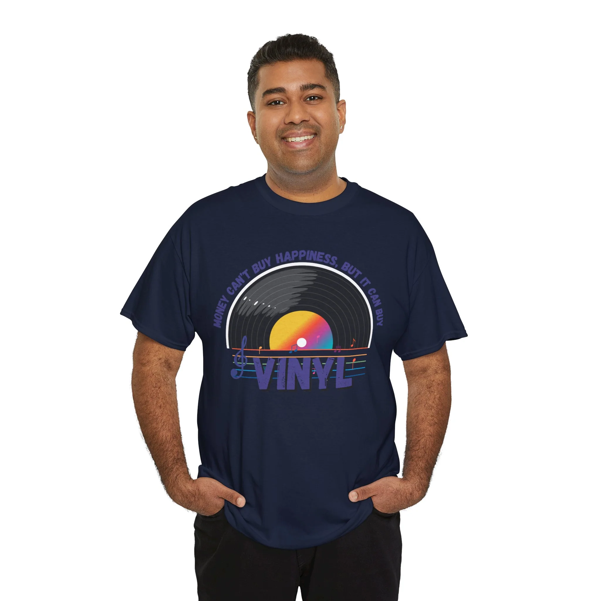 'Money Can't Buy Happiness, But It Can Buy Vinyl' Men's T-Shirt - Image 22