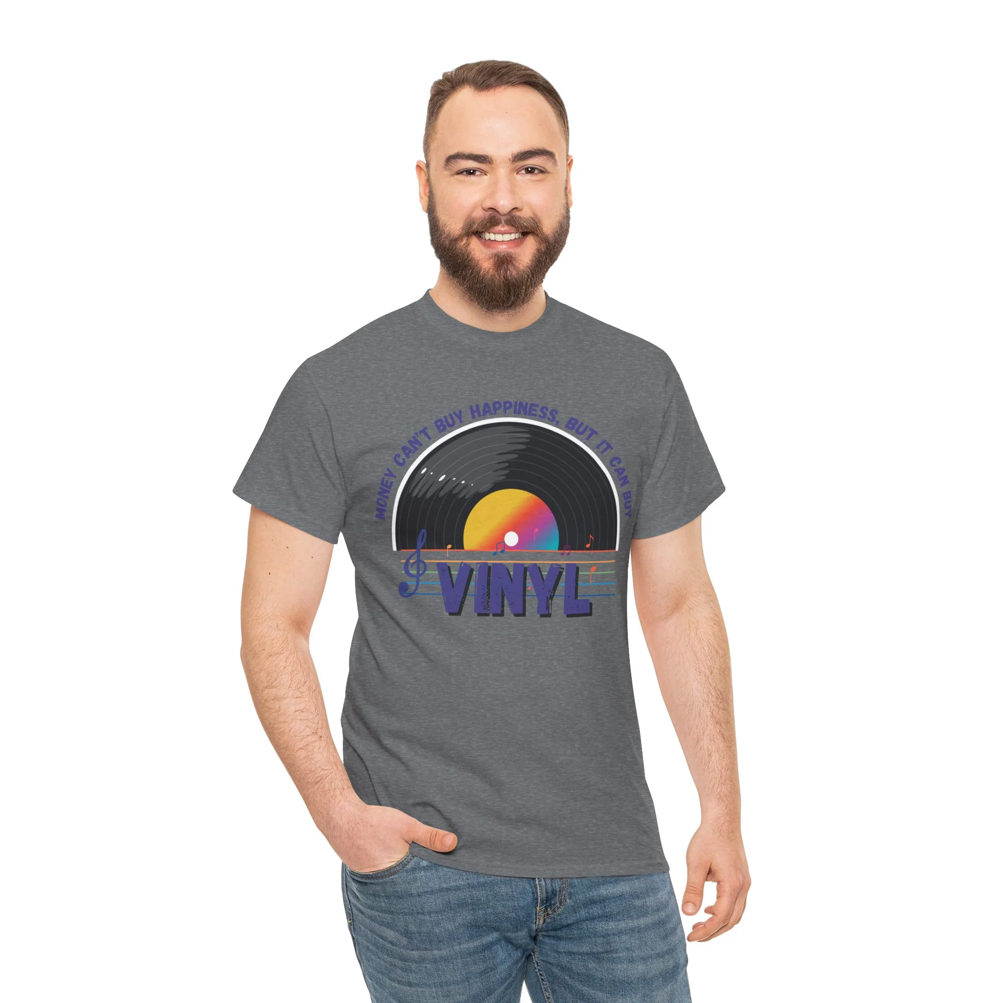 'Money Can't Buy Happiness, But It Can Buy Vinyl' Men's T-Shirt - Image 45