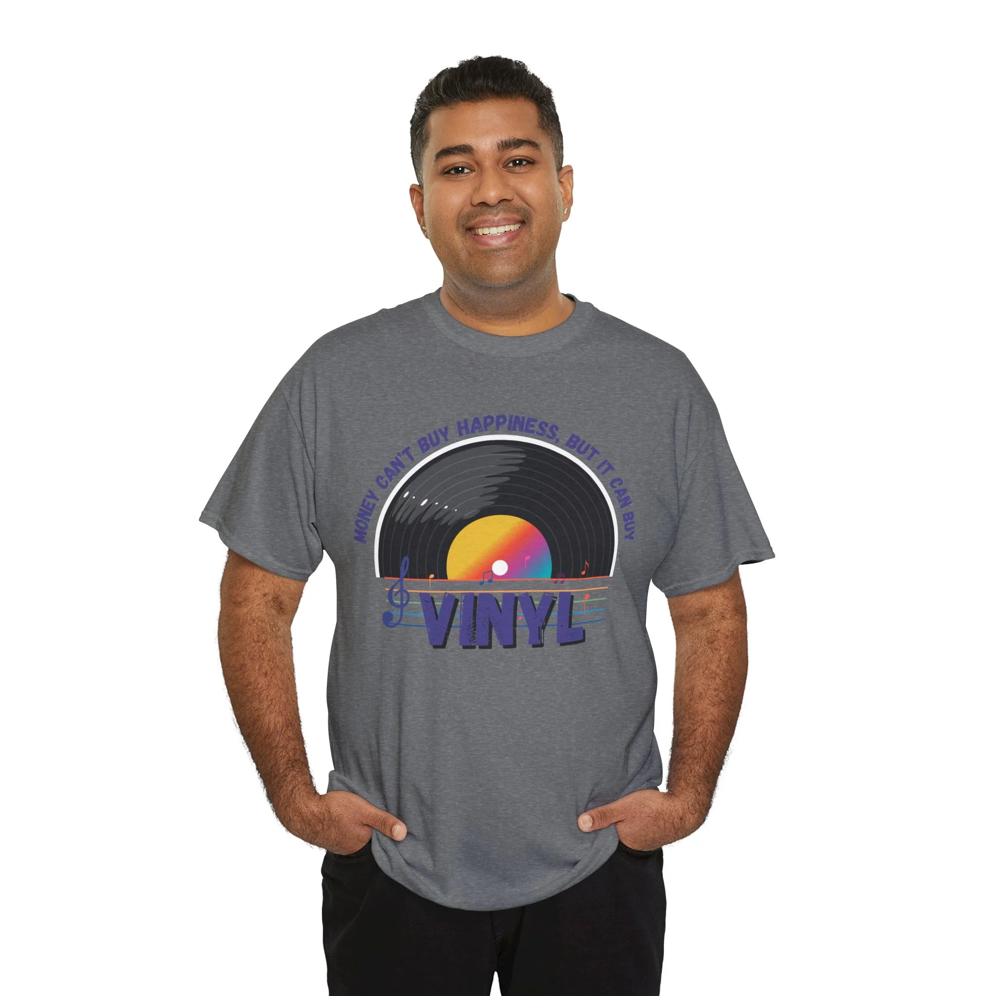 'Money Can't Buy Happiness, But It Can Buy Vinyl' Men's T-Shirt - Image 46