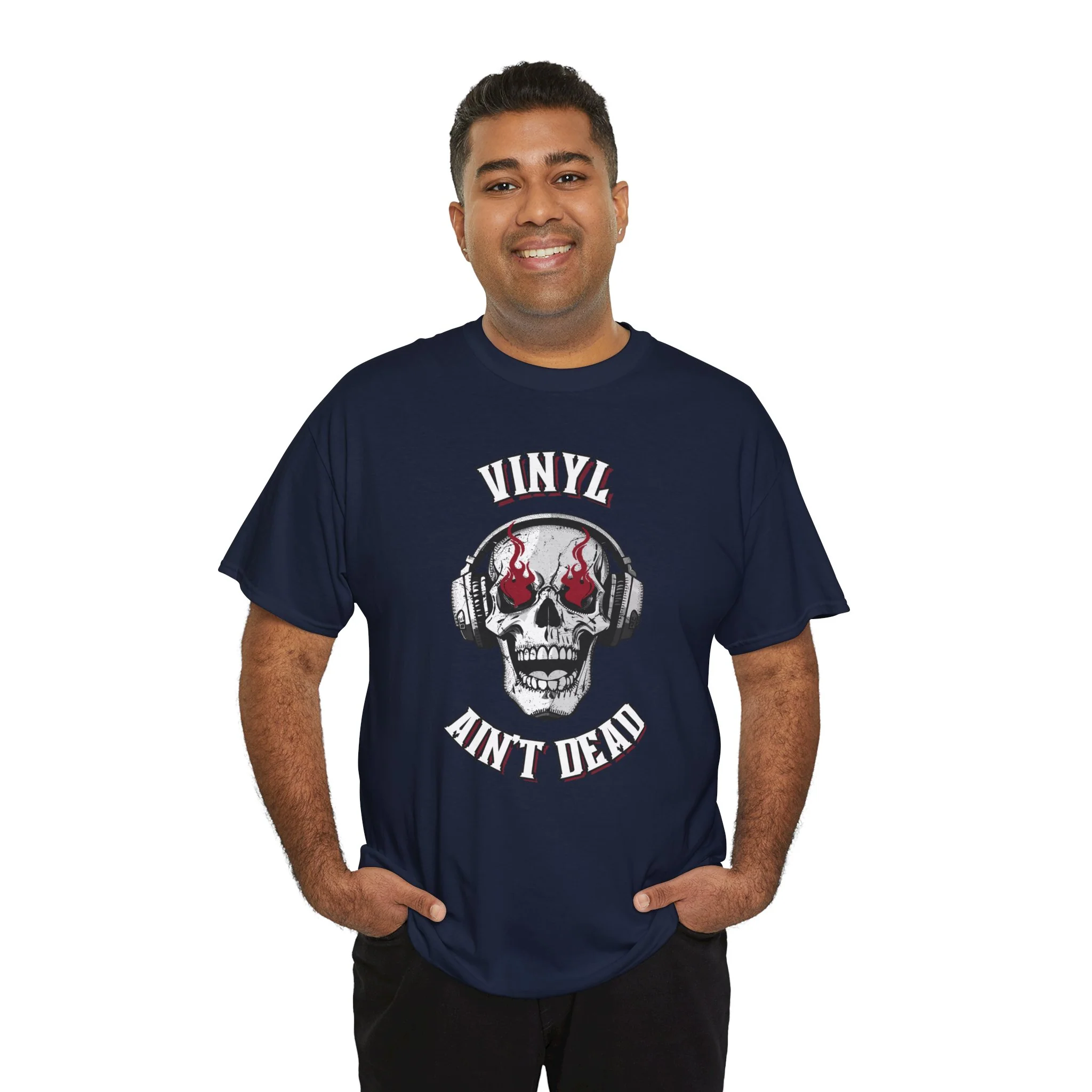 'Vinyl Ain't Dead' Skull Men's T-Shirt - Image 43